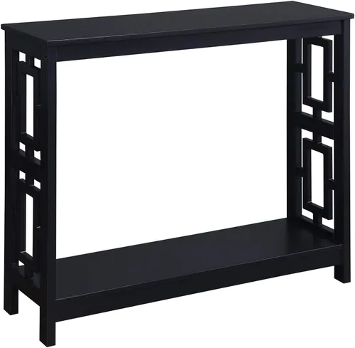 Convenience Concepts Town - Mesa consola cuadrada con estante, color negro