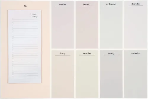 Pizarra blanca semanal reposicionable de 18 x 12 pulgadas y bloc de notas de 4 x 9 pulgadas, diseño neutro y bloc de notas recargable, incluye 25
