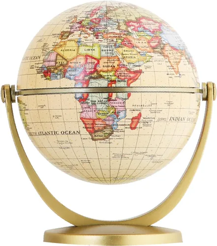 Miniatura 11 de Annova Globo antiguo de 5.5 pulgadas de diámetro – Decoración de escritorio educativa/geográfica/moderna – Arco y base de acero inoxidable
