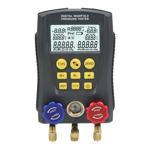 Miniatura 7 de Manómetro digital universal HVAC – Probador de presión y temperatura de vacío de alta precisión con agarre cómodo inteligente para sistemas de aire