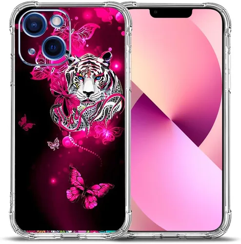 Miniatura 18 de Funda para iPhone 13 Pro Max, protección contra caídas de flores de mariposa azul, rosa, a prueba de golpes, carcasa protectora de cuerpo completo