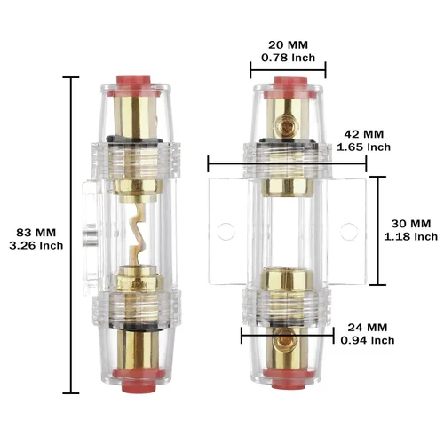 Miniatura 3 de Soporte de fusible AGU en línea para cable AWG calibre 4-10, calibre 6 y calibre 8, con dos fusibles AGU de 80 A para audio de automóvil, alarma, 1