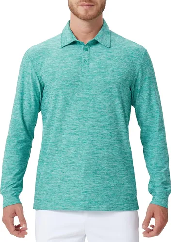 Miniatura 14 de NAVISKIN Camisas polo de manga larga para hombre, camisas de golf con cuello UPF 50 SPF para hombre, secado rápido, absorbe la humedad