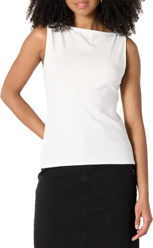 Amazon Essentials Camiseta sin mangas de algodón ajustada para mujer Blanco