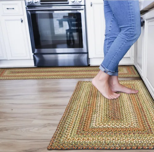 Miniatura 154 de Alfombra ovalada trenzada gris humo de 20 x 30 pulgadas, lavable para interiores y exteriores, decoración campestre para cocinas y entradas