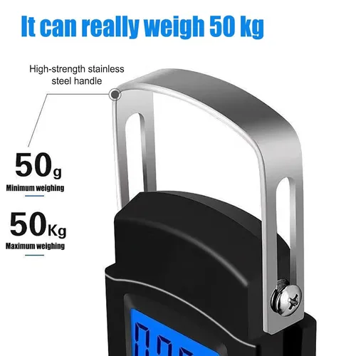 Miniatura 6 de Herramienta de medición de peso, báscula digital para maleta con capacidad de 110 libras110.2 lbs, báscula de pesaje portátil de acero inoxidable