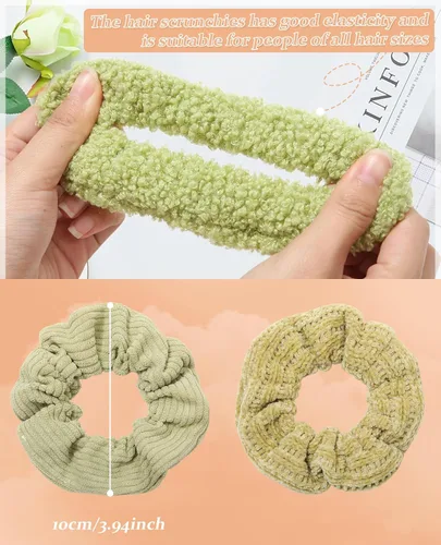 Miniatura 2 de 5 piezas de coleteros peludos - Coleteros elásticos para el cabello, bandas para el cabello para coleta, accesorios para el cabello para mujeres
