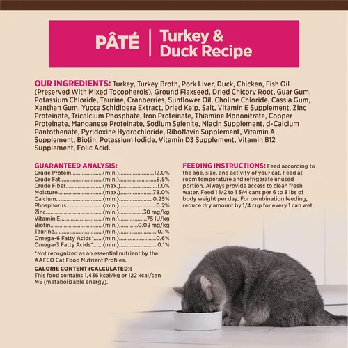 Miniatura 8 de Wellness CORE Pate - Alimento húmedo enlatado para gatos adultos, natural, rico en proteínas, sin granos, receta de pavo y pato, 3 onzas, paquete