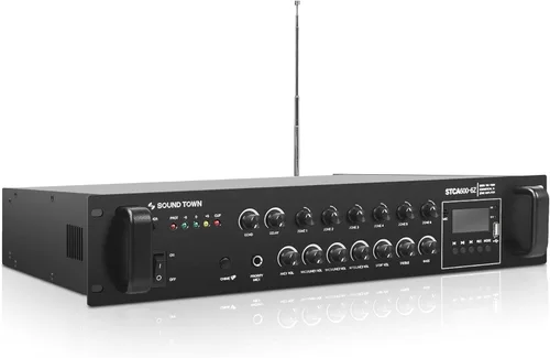 Miniatura 5 de Sound Town Amplificador de potencia comercial de 60 W, 2 zonas, 70 V/100 V, con Bluetooth, aluminio, para restaurantes, salones, bares, pubs