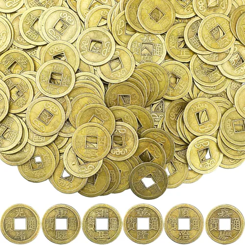 Boao 150 Piezas Monedas Chinas Monedas de Año Nuevo Chino Feng Shui Monedas I-Ching Ornamento para Riqueza y Buena Suerte (0.8 Pulgadas)