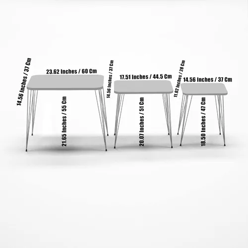 Miniatura 2 de Juego de 3 anidadores rectangulares, mesa anidable, base moderna de aspecto de grano de madera para mesas de centro o mesitas de noche, mesa