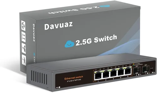 Miniatura 11 de Interruptor Ethernet no administrado de 2.5G con 4 puertos Base-T de 2.5G y 2 puertos de enlace ascendente SFP+ de 10G, compatible
