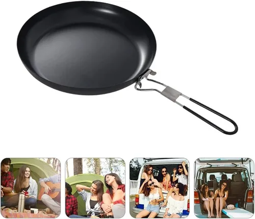 Miniatura 3 de Sartén de hierro fundido antiadherente para acampar al aire libre, cacerola para carne, sartén de 9 pulgadas, utensilios de cocina