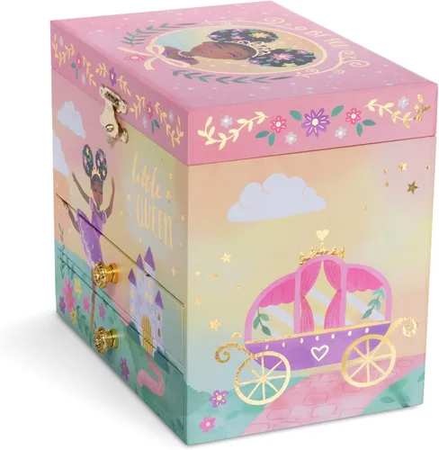 Miniatura 7 de Jewelkeeper Caja de almacenamiento de joyas musicales para niñas con bailarina giratoria, diseño rosa, melodía de lago cisne, caja de joyería