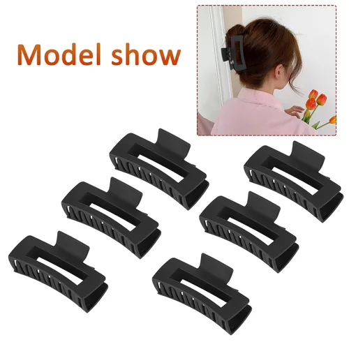 Miniatura 5 de Juego de accesorios rectangulares para el cabello para mujeres y niñas, 6 clips grandes para cabello grueso, 6 clips pequeños para cabello fino Negro
