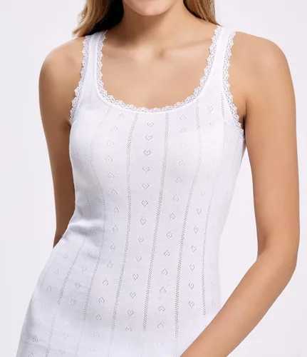 Miniatura 33 de VAVONNE Camiseta sin mangas tipo camisola para mujer, toda de algodón, aireada, suave y cómoda
