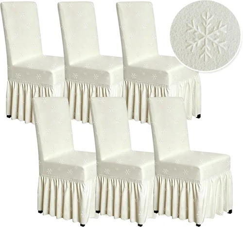 Miniatura 10 de molasofa Juego de 6 fundas para sillas de comedor, fundas elásticas para sillas con falda para cocina, protectores de asiento de cocina, decoración