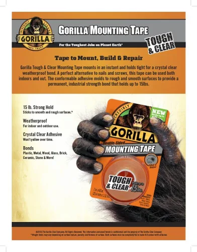 Miniatura 3 de Cinta de montaje transparente Gorilla Tough, Transparente, 6065001-6