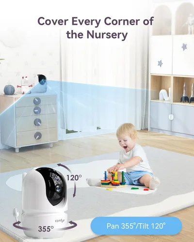 Miniatura 6 de Comfyer - Monitor de bebé con cámara y audio, monitor de vídeo HD 720P de 7" sin WiFi, batería de 6000mAh, modo VOX, visión nocturna automática, a