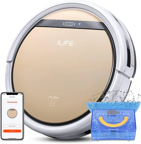 ILIFE V5s Plus - Robot aspirador y trapeador combinado con Wi-Fi/App/Alexa, aspiradora robótica automática de carga automática, delgada y
