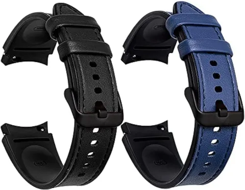 Miniatura 10 de PINHEN Correa de repuesto para Galaxy Watch 7/6/5/4 de 1.575 pulgadas, 1.732 pulgadas, híbrida de cuero y silicona de 0.787 pulgadas, compatible
