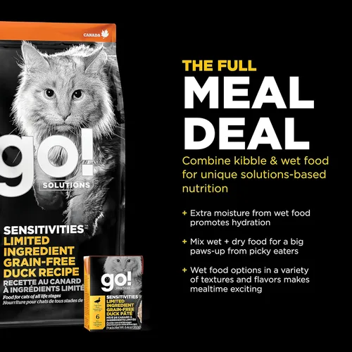Miniatura 6 de Go! Solutions Sensitivities Limited Ingredient Duck Grain-Free Dry Cat Food, Chicken-Free Kibble Made by Experts for Sensitive Stomachs & Food