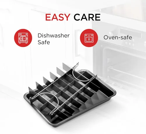 Miniatura 2 de Elbee Home Professional Brownie - Bandeja para hornear brownie, incluye divisor Browny para cortar perfectamente brownies cada vez, acero al carbono