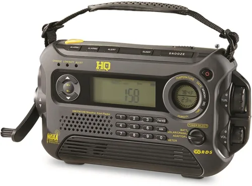 HQ Issue Radio digital multibanda solar alimentada, radio meteorológica y radio de emergencia con luz de emergencia negra