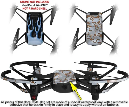 Miniatura 2 de Skin Decal Wrap 2 Pack para DJI Ryze Tello Drone Metal Flames Blue Drone No Incluido