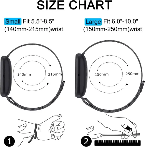 Miniatura 6 de Amzpas - Bandas compatibles con Fitbit Versa 2 / Fitbit Versa SE/Fitbit Versa Lite/Fitbit Versa, correas de malla de acero inoxidable transpirable