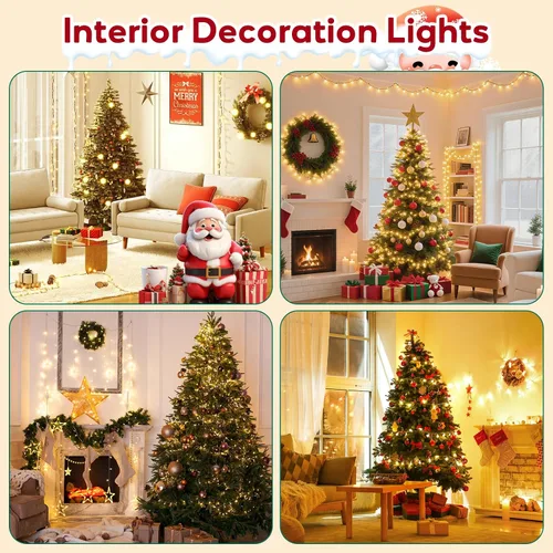 Miniatura 4 de Hishine Luces de Navidad de 49 pies, 1000 luces LED para exteriores, tira de luces para interiores, 8 modos, impermeable, enchufable, luz de árbol