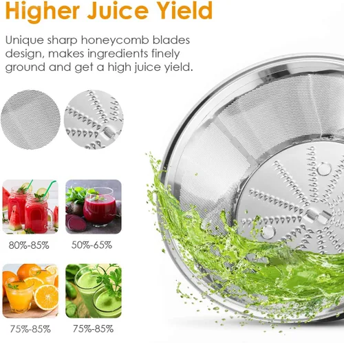 Miniatura 3 de Exprimidor extractor picberm Exprimidor de boca ancha, exprimidor centrífugo de 3 velocidades para frutas y verduras, potente exprimidor con función