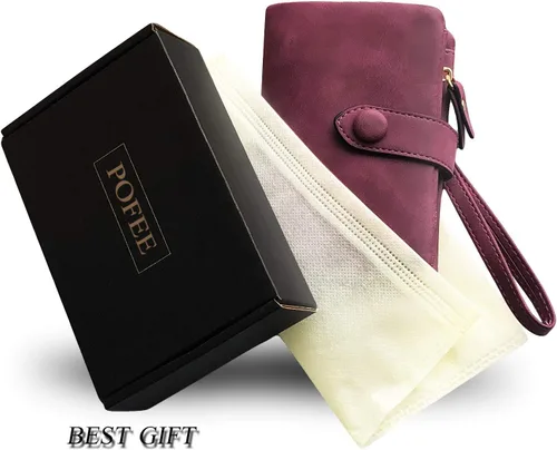 Miniatura 7 de PofeeXIO Billeteras pequeñas de cuero plegable para mujer, con ranuras para tarjetas, con cremallera y cremallera