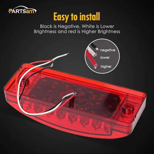 Miniatura 4 de Partsam 2 luces LED rectangulares rojas de 6 pulgadas para remolque, 21 diodos con reflectores+par de luces de marcador frontal lateral ámbar de 6