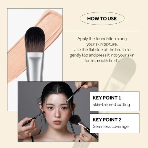 Miniatura 4 de STUDIO17 Brocha de base para maquillaje Brocha de maquillaje profesional con cerdas sintéticas de primera calidad Brochas de maquillaje coreanas