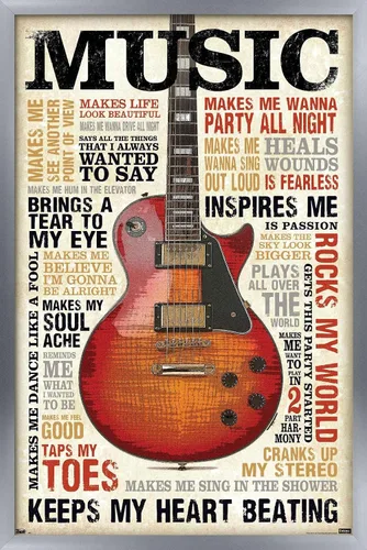 Miniatura 12 de Trends International Music Inspires Me Wall Poster, 14.725" x 22.375", Barnwood Framed Version