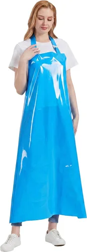Nanxson Delantal impermeable de TPU Delantal de trabajo industrial ligero con hebilla ajustable delantales de carnicero para lavavajillas CF3148 Azul