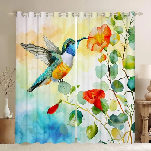 Miniatura 20 de Erosebridal Cortinas y cortinas ligeras de mariposas azules para niños y niñas, hojas de eucalipto para sala de estar, dormitorio, jardín, vida Azul