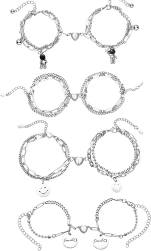 Miniatura 6 de Axbuldo 2PCS Couple Bracelets for Women Men Space Astronaut Pendants Promise Friendship Bracelet Stainless Steel Mutual Attraction Matching