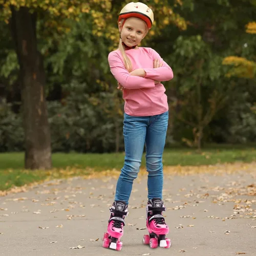 Miniatura 6 de METROLLER Patines de ruedas para niñas de 5 a 8 a 12 años y niños y adolescentes, 4 tamaños ajustables para niños pequeños con ruedas iluminadas