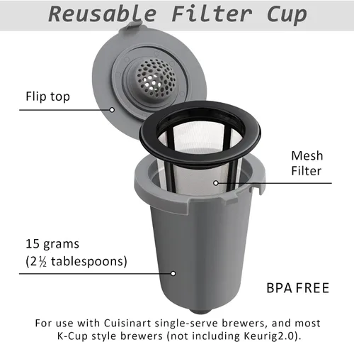 Miniatura 2 de Vaso de filtro reutilizable para Cuisinart, gris (paquete de 1)