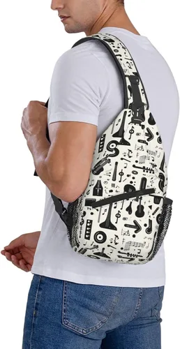 Miniatura 6 de Small Crossbody Bags for Women Men - Vintage Black Instrument Print Adjustable Shoulder Bag Fanny Packs Belt Sling Bag Crossbody Purses Backpack for