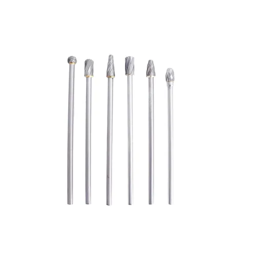 findmall Juego de 6 fresas rotativas de aleación de carburo de 0.236 in (1/4 pulgadas), vástago de 0.394 in, cabeza de 5.906 in de longitud para