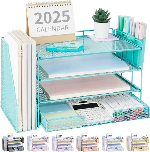 Miniatura 19 de OPNICE - Organizadores de escritorio y accesorios, para espacio de trabajo, suministros de oficina, organizador de archivos con 2 soportes para Negro