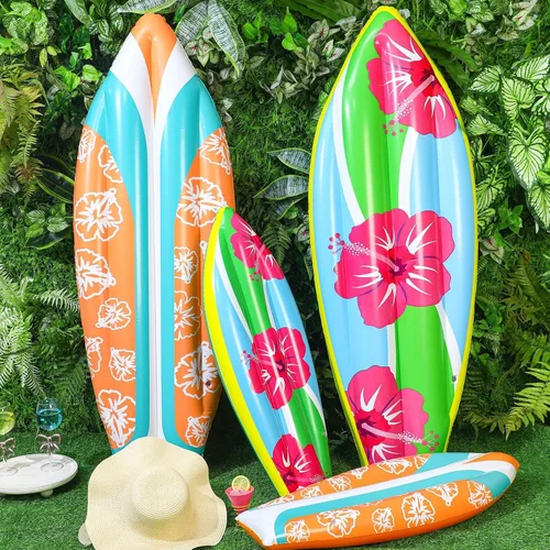 Miniatura 2 de JellyArch 4 tablas inflables gigantes de surf de 59 a 36 pulgadas de verano, decoración de fiesta hawaiana Luau, tabla de surf inflable, flotador