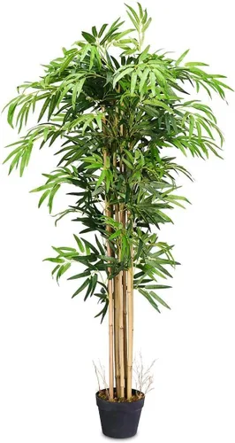 Miniatura 7 de Paquete de 2 árboles artificiales de bambú artificial de 5 pies para interiores y exteriores