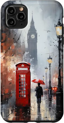 Miniatura 13 de Funda para iPhone 11 Pro Wet London Iconic Red Phone Booth Clocktower Art Cover