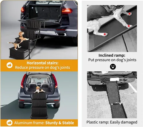 Miniatura 5 de Escaleras para perros para automóvil, rampas plegables para perros con superficie antideslizante para perros grandes, escalones portátiles