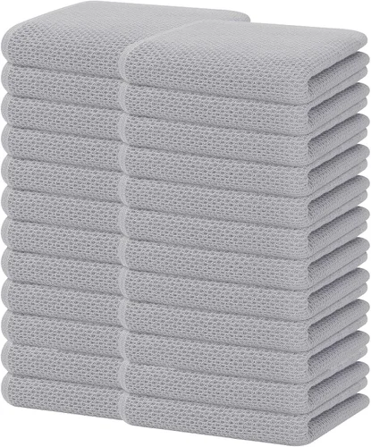 Miniatura 16 de Homaxy Paños de cocina de 100% algodón con tejido de gofre, ultra suaves, absorbentes, de secado rápido, 12 x 12 pulgadas, paquete de 6, amarillo