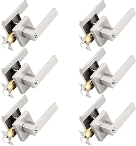 Miniatura 114 de Probrico Paquete de 4 manijas de puerta simuladas en negro mate, manijas interiores que no giran, manijas reversibles resistentes para interiores